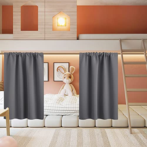 Basement Bathroom Kitchen Cafe Blackout Privacy Window Curtains (Grey / 34"W x 30"L (Pack of 2))