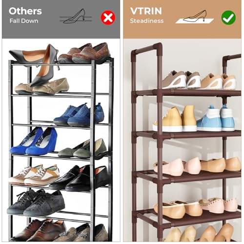 10 Tiers Tall Shoe Rack Holds 20 (Brown / 17" Wide - 10 Tier)