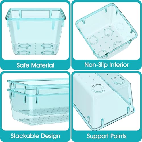 28 PCS Clear Plastic Drawer Organizers Set (Sea Blue / 28 PCS)