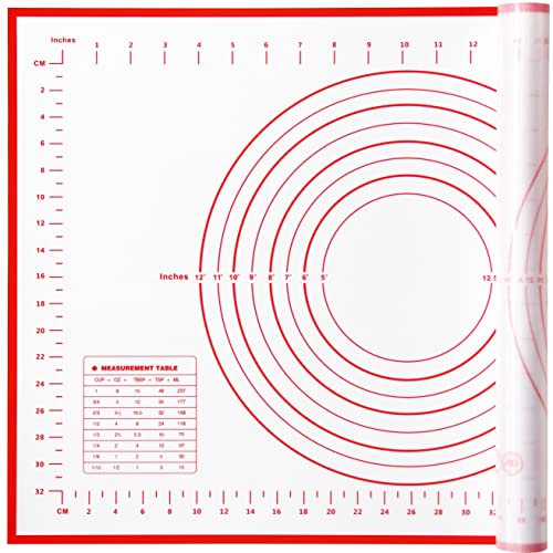 silicone pastry non stick baking mat with measurement fondant mat with three sizes for silicone baking mat (Red / 24"L x 16"W)