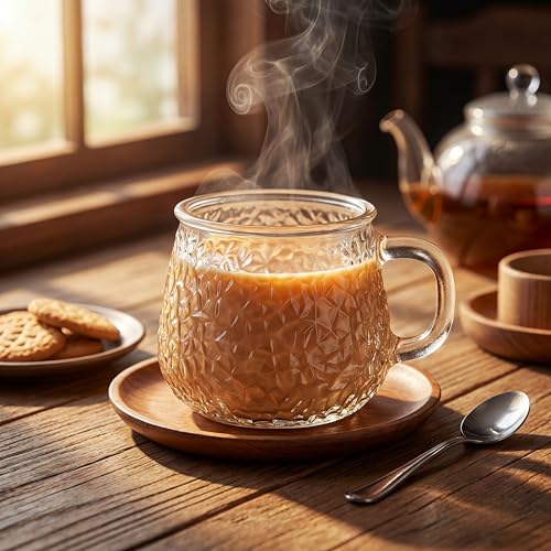 12 Pack Glass Coffee Mugs with Handles (Retro)