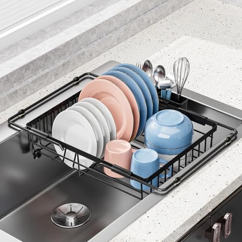 Expandable in Sink Dish Drying Rack (1 Tier-black)