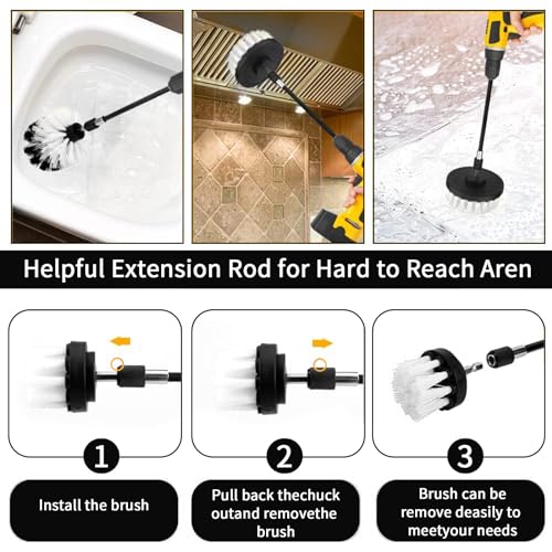 8 Pcs Drill Brush Attachment Set (White)