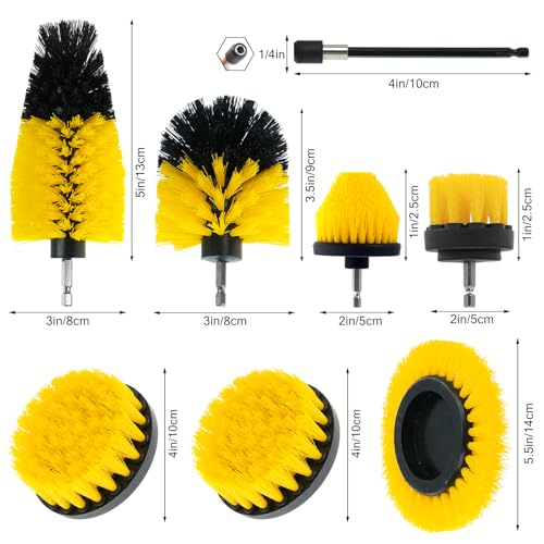 8 Pcs Drill Brush Attachment Set (Yellow)