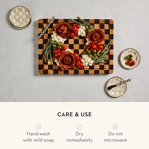 Appetizer Plate Set (Mocha Check / 4 Plates)