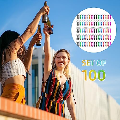 100 Pack Bottle Opener Keychain Bulk (Colorful)