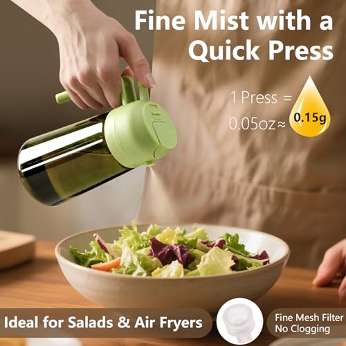 2PCS Olive Oil Dispenser and Oil Sprayer (Grey&Green / 2 Pack)