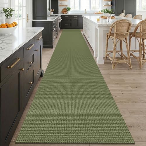 3x20 Runners Rugs for Hallway (Olive Green/Earthy Green / 3' x 20' (Runner))