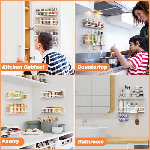 Spice Rack Wall Mounted 4 Pack (4Pack / White)