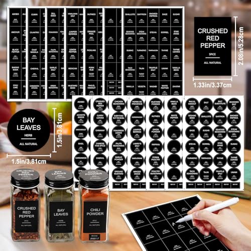 24 Pcs Glass Spice Jars with 398 Labels