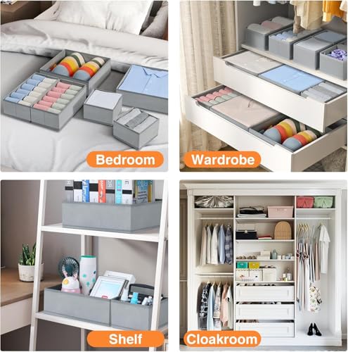Drawer Organizer Clothes 18 Pack (Gray / 18 Pack)