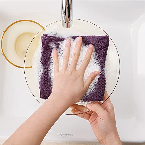 100% Cotton Waffle Weave Kitchen Dish Cloths 6 (Purple / 12 X 12 - 6 Pack)