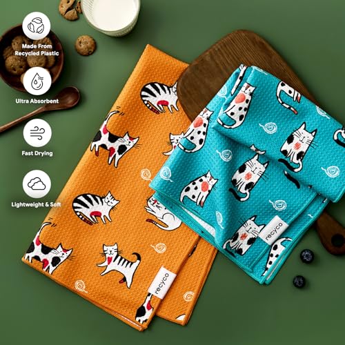 Waffle Kitchen Towel Set of 2 (Cuddly Cats)