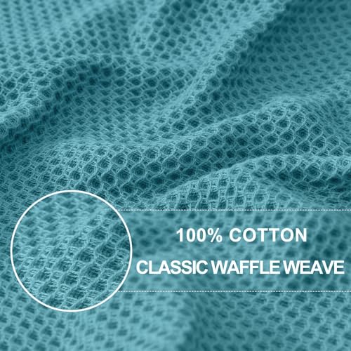 100% Cotton Waffle Weave Kitchen Dish Towels 6 (Lake Blue / 13 X 28 - 6 Pack)