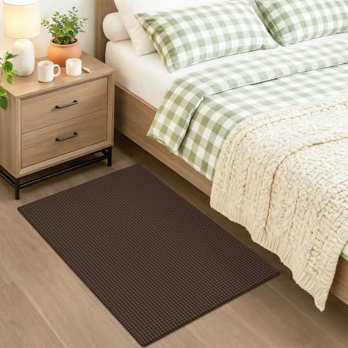 Indoor Door Mat 2x3 ft Small Area Rugs Washable Front Door Mat Non Slip Rubber Backed Entryway Rug Cotton Entrance Doormat for Front Porch Bathroom Kitchen Bedroom (Brown/Dark Brown / 2' x 3' (Rectangular))