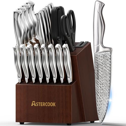 Knife Set Astercook 21 Pieces Kitchen Knife Set with Built (21 Piece)