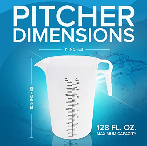 64oz (1/2 gallon) Measuring Pitcher, Plastic, Multipurpose - Great for Oil, Chemicals, Pool and Lawn - Ounce (oz) and Milliliter (mL) Increments (2000 mL) (64oz)