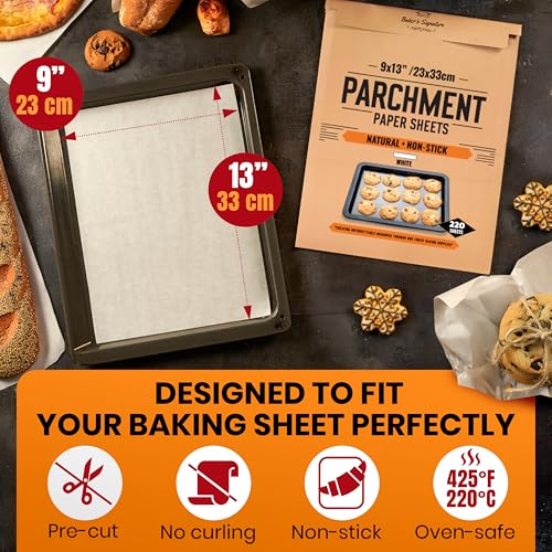 220 Pcs 9x13" Parchment Paper Sheets by Baker's Signature (6. 9" x 13" - 220 Pack)