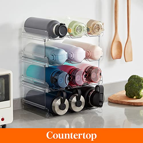 Stackable Water Bottle Organizer for Cabinet (4 Tier-12 Bottle)