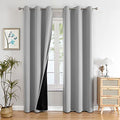 100% Blackout Curtains for Bedroom 72 Inch Long with Black Liner (42"W x 72"L (Pack of 2) / Light Grey)