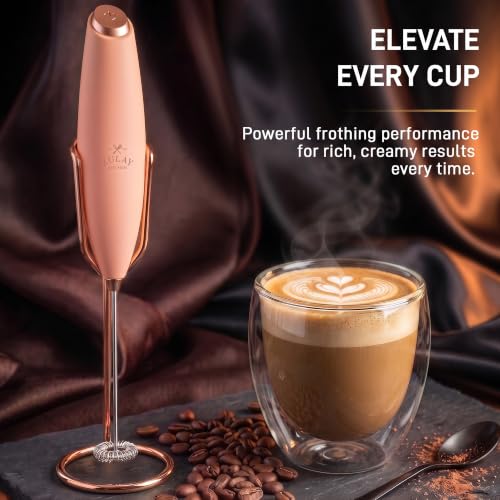 Powerful Milk Frother Wand With Duracell Batteries (Gift Box Rose Peach / Z1 Motor + Batteries)