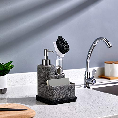 Black Soap Dispenser with Sponge Holder (Granite Effect / 3 in 1)