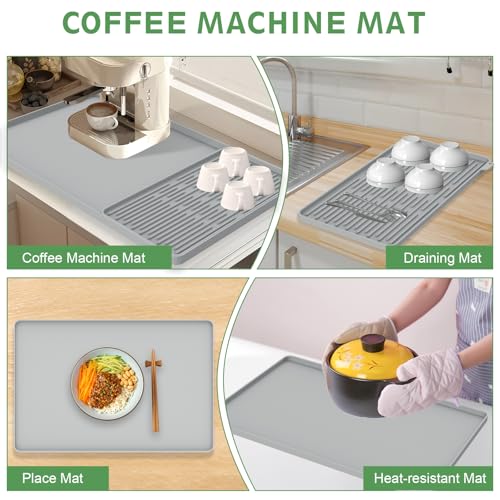 Silicone Coffee Mat 24"x16" (Gray)