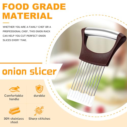 Stainless Steel Onion Holder for Slicing (Wine Red)