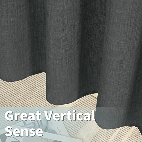 Light Filtering Linen Curtains 45 inch Length for Bedroom (52"W x 45"L (Pack of 2) / Silver Grommet-dark Grey)