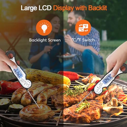 Digital Instant Read Meat Thermometer Digital for Grilling and Cooking (Black/White)