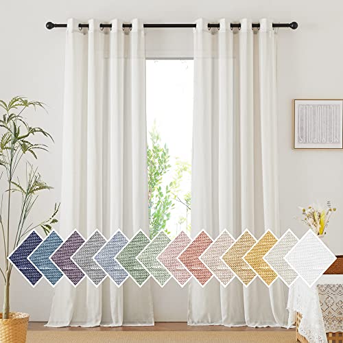 Linen Curtains 135 inches Length for Living Room (52"W x 135"L (Pack of 2) / Natural)