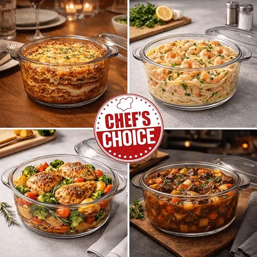 3.3 Quart Glass Casserole Dish with Lid (3.3 Qt)