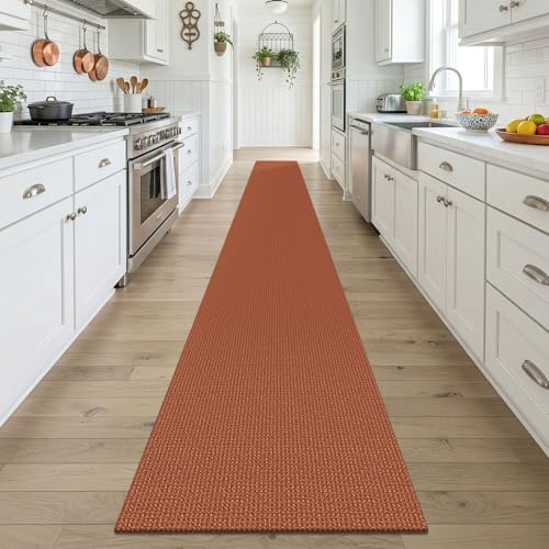 Orange 2x18 Runners Rugs for Hallway (Burnt Orange/Tan / 2' x 18' (Runner))