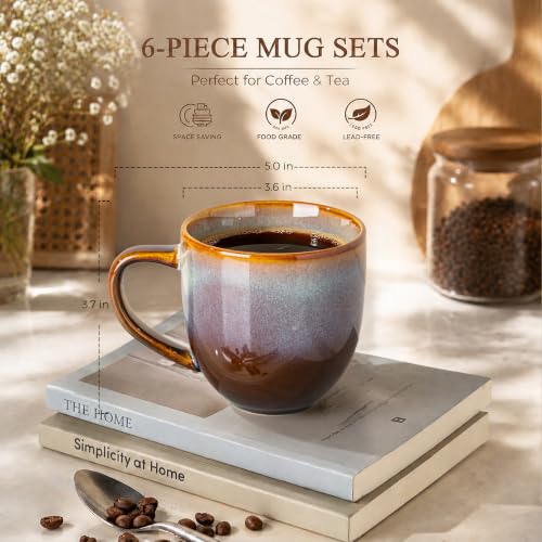 Ceramic Coffee Mugs Set of 6 (Dusk Blue / 12 OZ (Set of 6))
