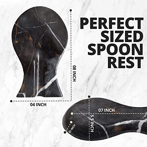 Luxury Handmade Multi Black Marble Spoon Rest for Kitchen Counter (Multi Black)