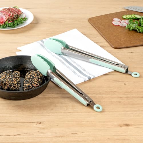 Teal Stainless Steel Kitchen Tong Set (Set / Teal)
