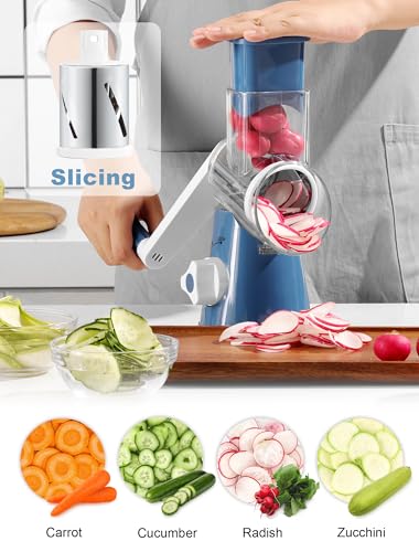 Cheese Grater Hand Crank (Blue / 3 Blades)