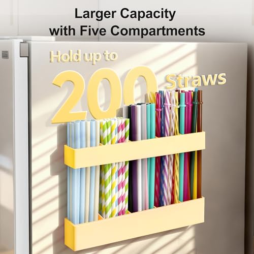 9.5” Large Acrylic Straw Holder for Cabinet Door (Large / Milky Yellow)