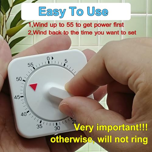Square 60 Minute Mechanical Kitchen Timer (2 Pack)