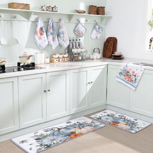 10 Pcs Fall Kitchen Decor Blue Pumpkin Kitchen Accessories Set (Dusty Blue / Fall)