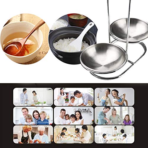 Steel Double Vertical Spoon Rest Ladles holder with 4 inch bowls (Silver Double)