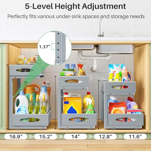 2 Pack Under Sink Organizer (Grey / 2 Pack)
