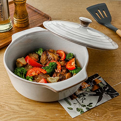 Ceramic Casserole Dish with Lid Oven Safe (Variable Grey)