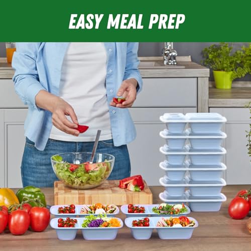 50 Pack 28 oz Meal Prep Containers with Lids 2 (Blue)
