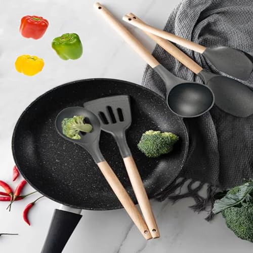 Non Stick Silicone Cooking Utensils Set (5 PCS Set Grey)