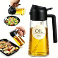 2-in-1 Olive Oil Sprayer for Cooking, Dispenser Bottle (Black) (Black)