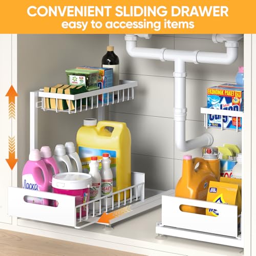 L Shaped Under Sink Organizer (White / 1 Pack)