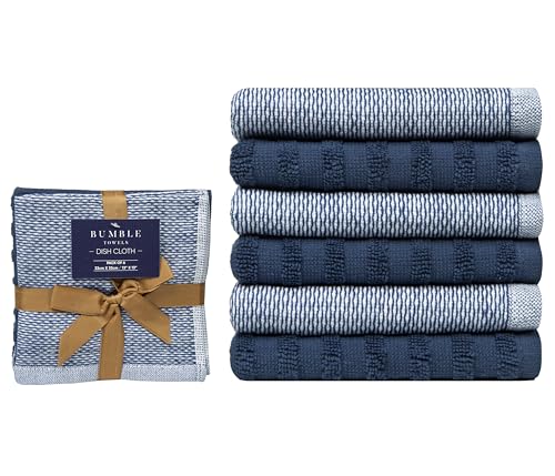 Bumble Premium Dish Cloths 13"x13" (Blue / Dish Cloths - Mixed Styles (6 Pack))