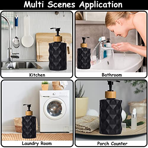 Black Glass Soap Dispenser Set with Bamboo Pump (Black)