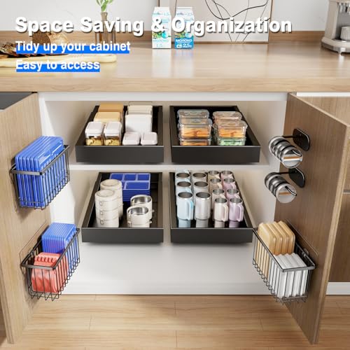 4 Pack Adhesive Cabinet Door Organizer (Black / 4 Pack)